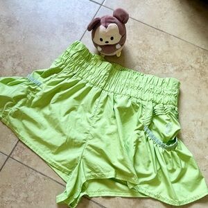 Free People Movement Get Your Flirt On   Lime Green Shorts